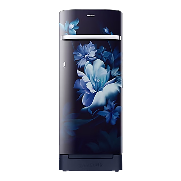 Samsung 215L 5 Star Inverter Direct-Cool Single Door Refrigerator (RR23C2H35UZ,Midnight Blossom Blue) Base Stand Drawer 2023 Model