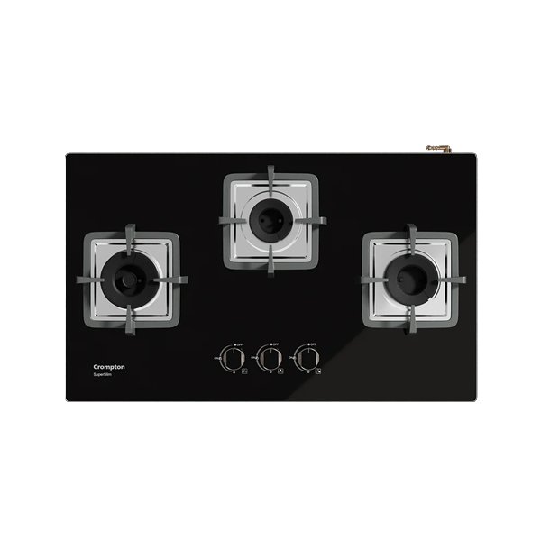 Crompton SuperSlim Matt 78 cm 3 Burner Hob with Auto Ignition, Brass Burners (TABSMHB783MBL)