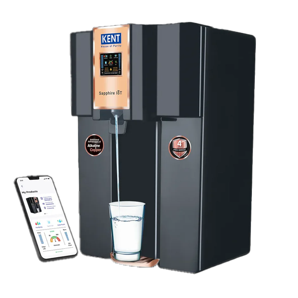 KENT Sapphire 8 L RO + In-Tank UV + UF + Copper + Alkaline + Minerals + TDS Control Water Purifier (Black, SAPPHIREALKCU)