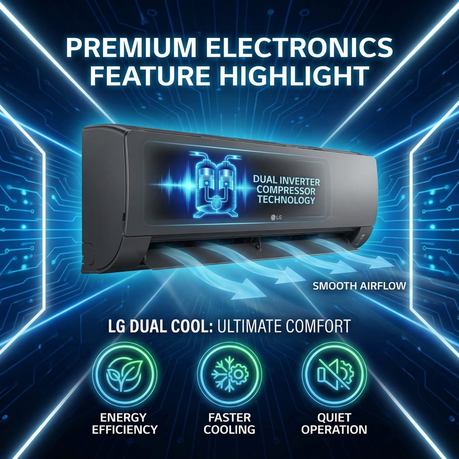 LG 1.5 Ton 3 Star Inverter INDOOR AC (1.5TUSNQ18ZNXE3SIU)