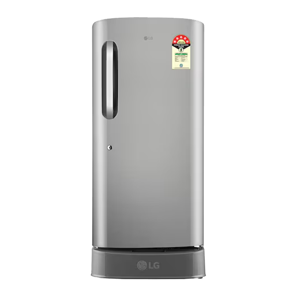 LG 210L Single Door Refrigerator with Base Stand Drawer (Smart Inverter Compressor, Direct Cool, Shiny Steel, 5 Star, GLD2256ZAPZ)