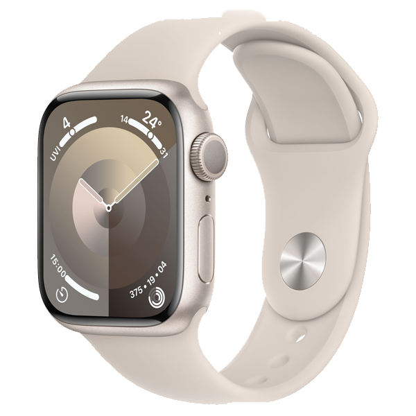Apple Watch Series 9 (41mm, GPS) Starlight Aluminium Case with Starlight Sport Band - S/M Strap Size (IWS9GPS41MMSTALMR8T3)