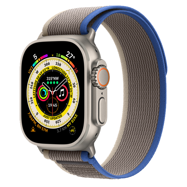 Apple Watch Ultra 49 mm Titanium Case with M/L Blue/Grey Trail Loop (GPS + Cellular) (IWULTRAGPSCEL49MMTBG)