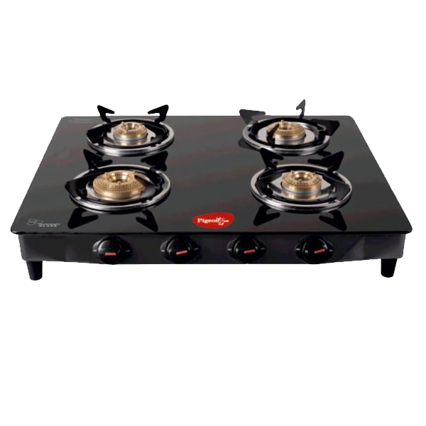 Pigeon Jumbo 4 Burner Glass Manual Gas Stove (PGJUMBO4B)