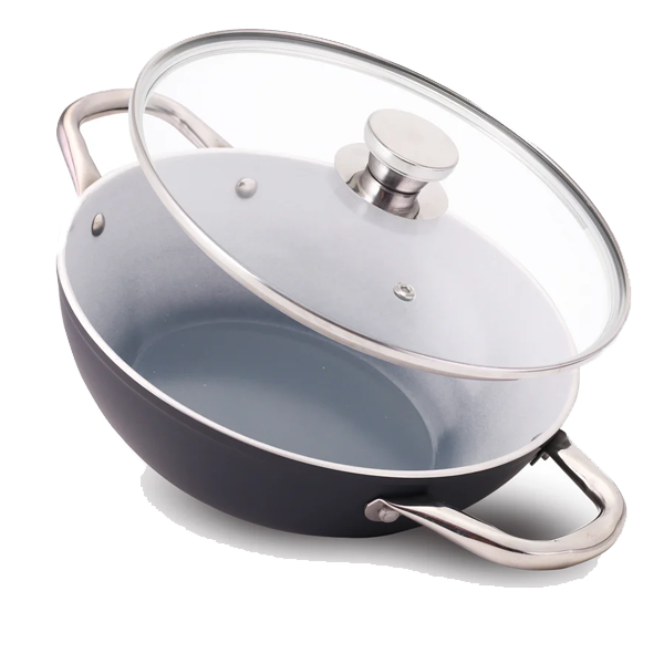 Wonderchef Eco-Glide Kadhai  4.3L with Glass Lid 28cm (WCKGECOGLIDECERA28CM)
