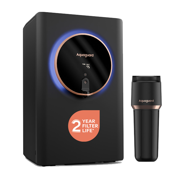 Aquaguard Aspire Halo 2X RO+UV+CU Alkaline Stainless Steel WQI Water Purifier (2 Year Filter Life, With Mega Sediment Filter, AGASPIRHALRUCAS2XWQI)