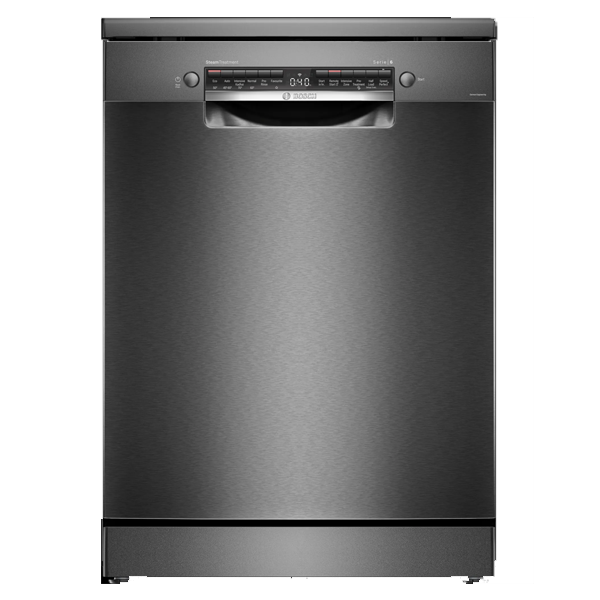 BOSCH Series 6 15 Place Settings Free Standing Dishwasher with 60 cm Brushed Black Steel Anti-Fingerprint (No Pre-rinse Required, SMS6HMC00I)