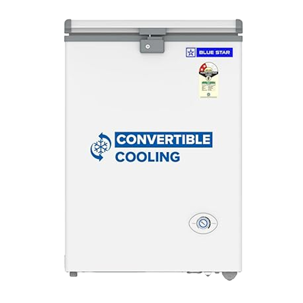 Blue Star 108L Hard Top Deep Freezer (Convertible Cooling, 3 Star, Wide Voltage, Compact Design, White, HT2N130)