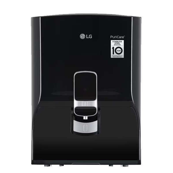 LG 8L RO Water Purifier (Stainless Steel Tank, Digital Sterilizing Care, Solid Black, WW132NF)