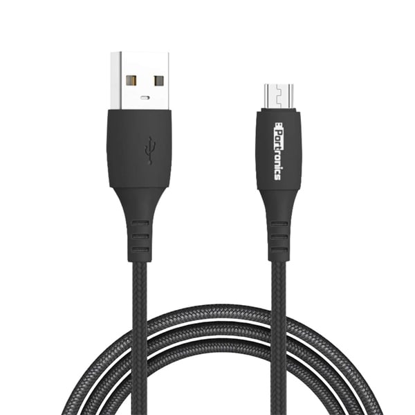 Portronics Konnect A,POR 1172 1 m Micro USB Cable  (Compatible with Compatible with All Micro USB Supported Devices, Black, One Cable) (PORTCCKMPOR1172)