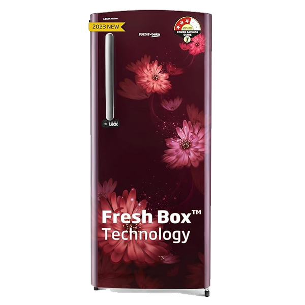 Voltas Beko 210L 3 Star Single Door Direct Cool Refrigerator (Dahlia Wine, RDC245B3W0BWE)