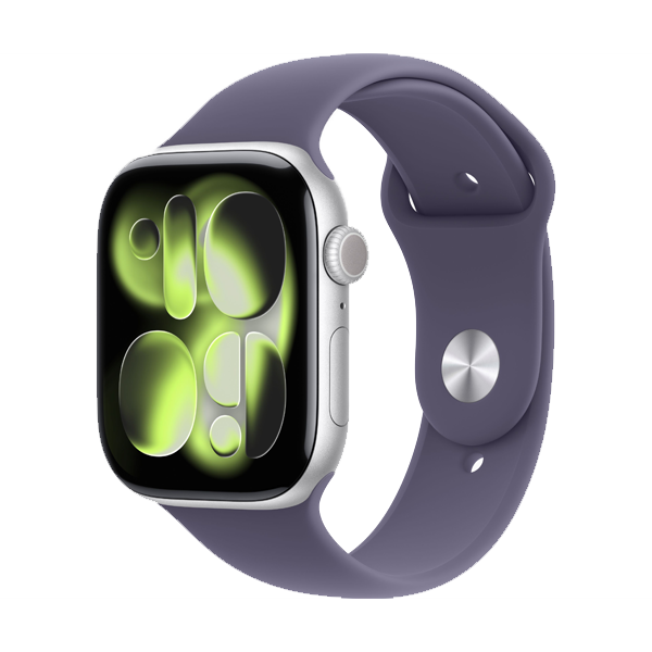 Apple Watch Series 11 GPS 46 mm Silver Aluminium Case with Purple Fog Sport Band - M/L (IWS11GPS46SILALMEVA4)
