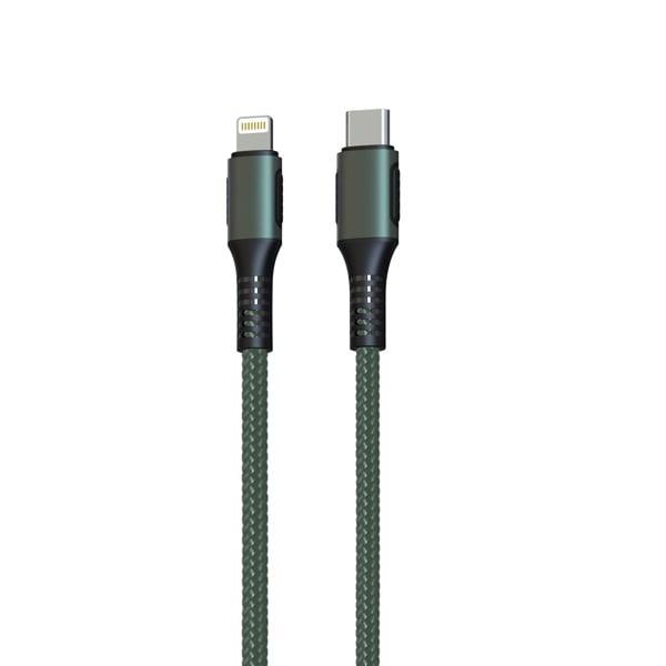 Portronics Konnect CL 18W POR-1067 Type-C to 8 Pin USB 1.2M Cable with Power Delivery & 3A Quick Charge Support, Nylon Braided for All Type-C and 8 Pin Devices (PORTCCKLPOR1067)
