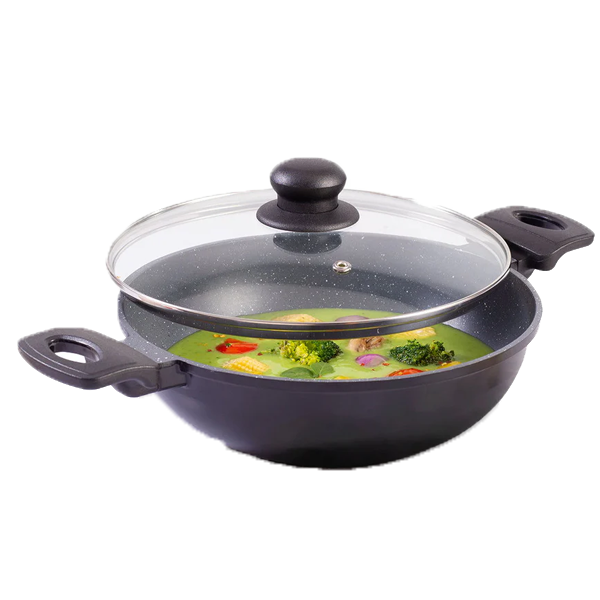 Wonderchef Duralite Die-Cast ,2.4 L Kadhai with Lid 24 cm (WCKHDURALDIECAST24CM)