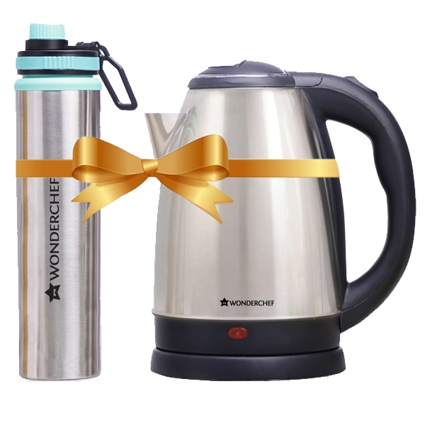 Wonderchef Crescent Electric Kettle 1.8 L and Sippy Stainless Steel 750 ml Bottle (WCEKCRESCENTSSB750ML)