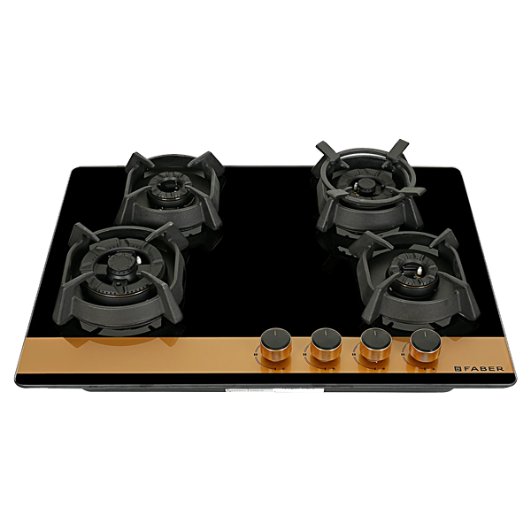 Faber Utopia Pro HT 704 BR CI Toughened Glass Top 4 Burner Automatic Hob (Flame Failure Device, Black, UTOPIAPROHT704BRCI)