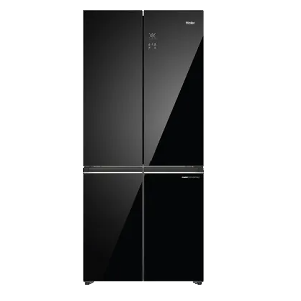 Haier 520 Litres Black Glass Convertible 4 Door Side by Side  Wi-Fi Refrigerator (Lumiere Series, HRB600KGU1)