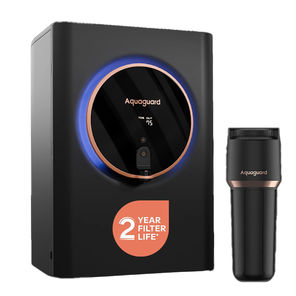 Aquaguard Aspire Halo UV+HMR Water Purifier | Removes Heavy Metals | Intelligent Halo Lights | Water Quality Display | Stainless Steel Tank (AGASPIREHALOUVHMS2WQ)
