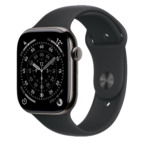 Apple Watch Series 11 GPS + Cellular 46mm Slate Titanium Case with Black Sport Band - M/L (IWS11CEL46SLTTIMFD24)
