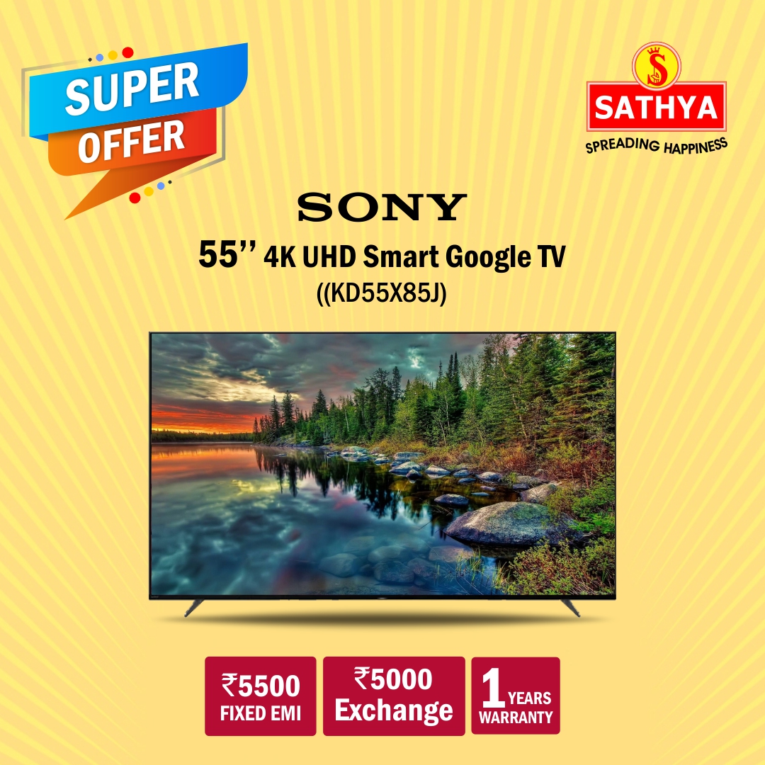 Sony  55 Inch 4K Ultra HD LED Smart Google TV with Native 120HZ Refresh Rate, Dolby Vision HDR - 2021 Model (KD55X85J)