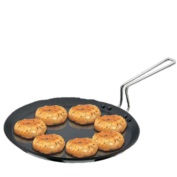 Hawkins Futura 30 cm Flat Tava, Non Stick Tawa with Stainless Steel Handle, Tawa with Rim, Pancake Pan, Flat Pan, Black (HKSNFT30P30CM)