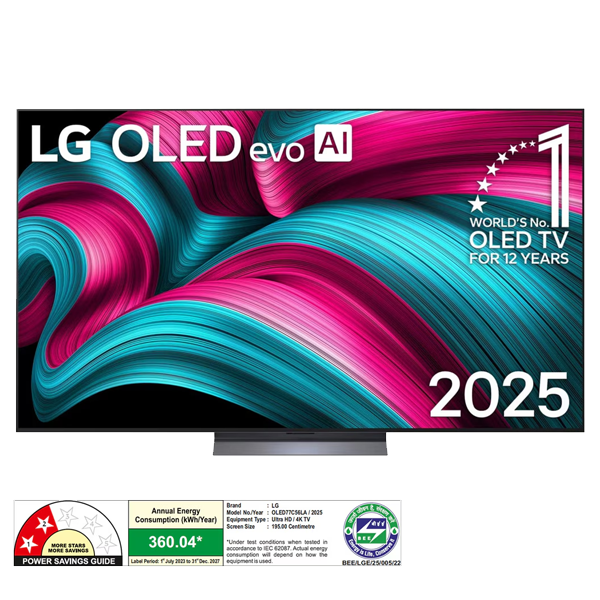 LG evo AI C5 195 cm (77 inch) OLED 4K Ultra HD Smart WebOS 25 TV (OLED77C5)