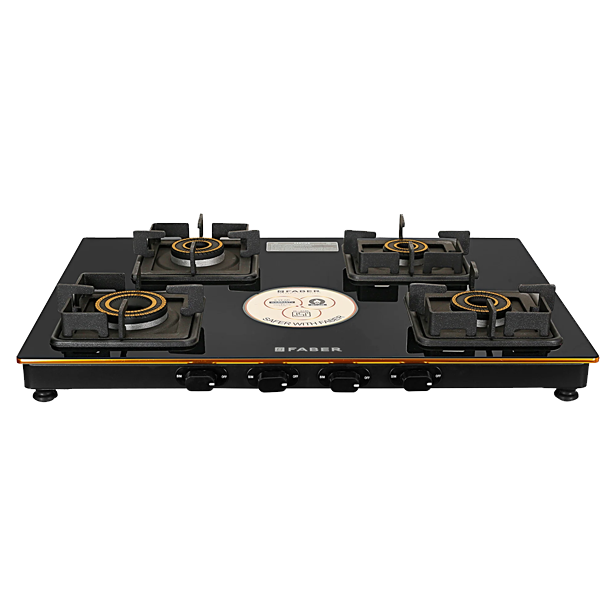 FABER PRINCE PLUS 4BB BK Glass Top 4 Burner Manual Hob (PRINCEPLUS4BBBK)