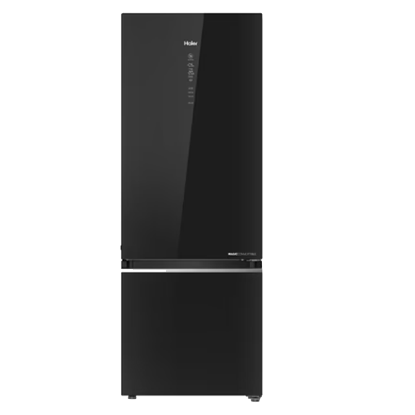 Haier 355 Litres 2 Star Frost Free Double Door Bottom Mount Convertible Refrigerator with Triple Inverter Technology (Black Glass, 2026 Model, HRB4052PKGA)