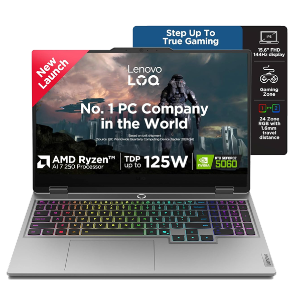 Lenovo LOQ 2025 AMD Ryzen 7 250| NVIDIA RTX 5050 8GB (24GB RAM/1TB SSD Laptop (LENOVOLOQ83JG008MIN)
