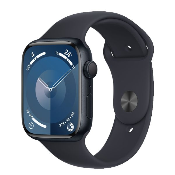 Apple Watch Series 9 (45mm, GPS) Midnight Aluminium Case with Midnight Sport Band - M/L Strap Size (IWS9GPS45MMMIALMR9A3)