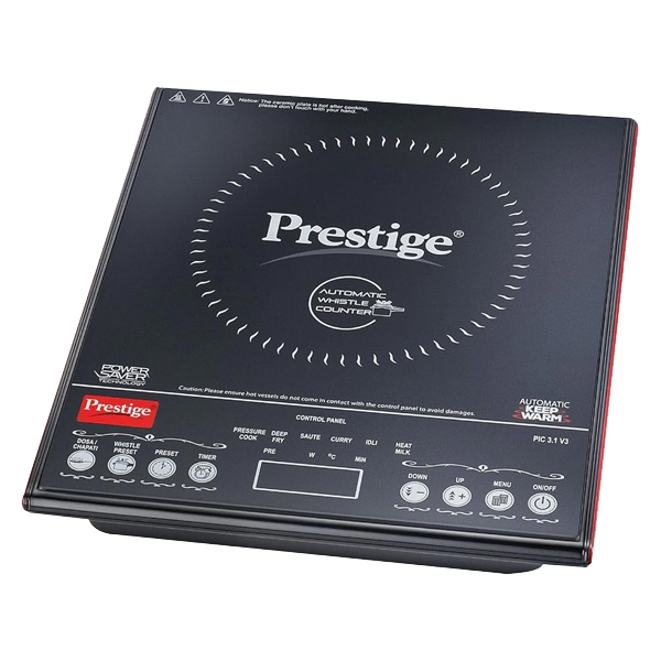 Prestige PIC 3.1 V3, 2000 Watts Induction Cooktop (Indian Menu Options, Automatic Whistle Counter, INDCOOKPIC3.1V3)