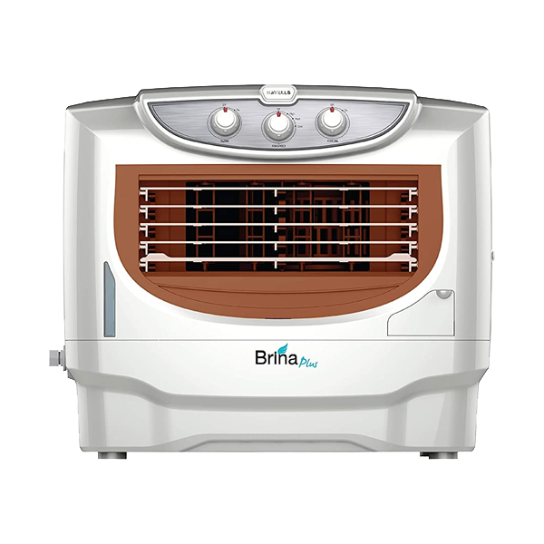 Havells Brina Plus 50 Litres Window Air Cooler with Ice Chamber, Dust Free and Insect Free (White, Brown) (50LBRINAPLUSWC)