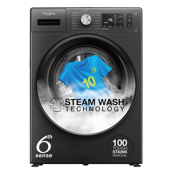 Whirlpool 8 Kg 5 Star Inverter Supreme Care Front Load Fully Automatic Washing Machine with In-Built Heater (XS9014BWME)