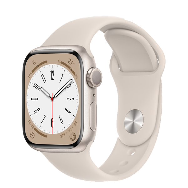 Apple Watch Series 8 with Sports Band (41 mm Retina LTPO OLED Display, Starlight Aluminium Case, IWS8GPS41MMSTLTMNP63)
