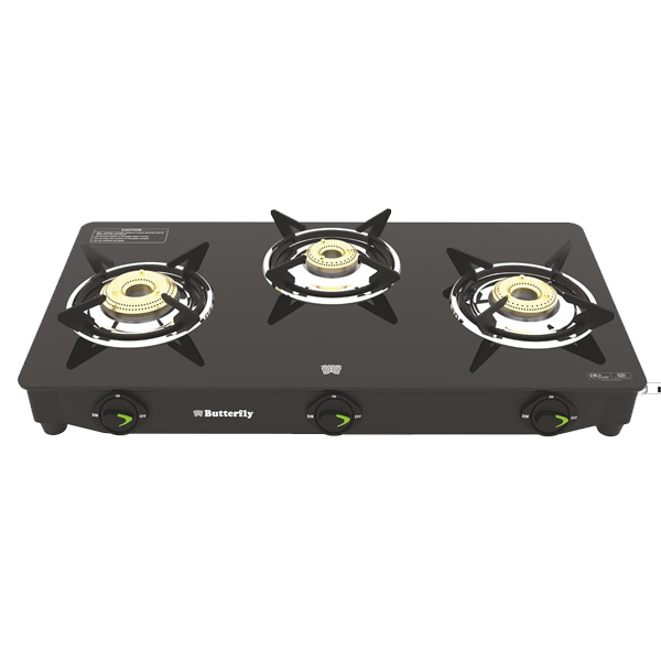 Butterfly Bleu Ray 3 Burner Glass Top Gas Stove (3BBLEURAYGCT)