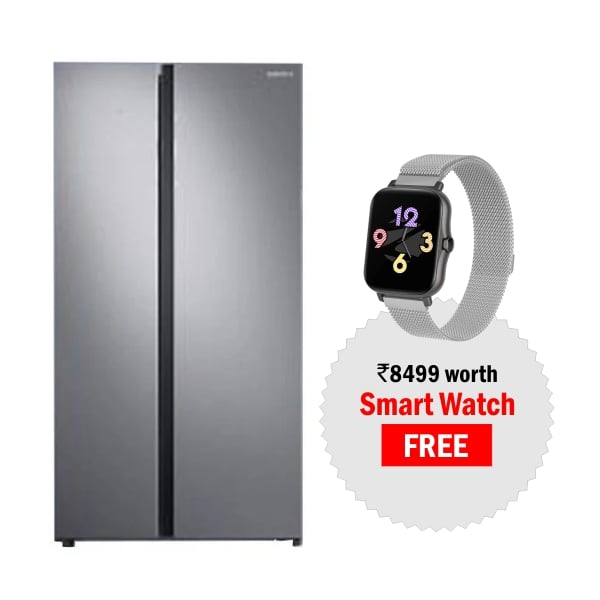 Haier 565 L Frost Free Side by Side Refrigerator  (Silver Steel / Grey, HRF622SS)