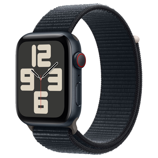 Apple Watch SE GPS + Cellular Aluminum Case with Sport Band M/L ( Midnight,44mm, IWSECEL44MMMIALMRH83)