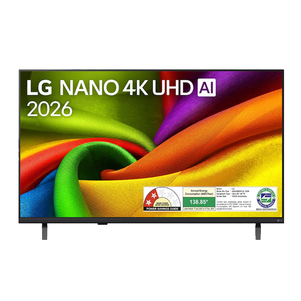 LG 108 cm (43) NANO 4K UHD AI UHD TV with α7 AI Processor 4K Gen9, with Dolby Atmos 2026 (43NU880B)