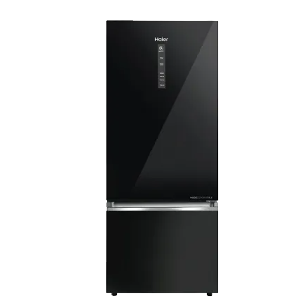 Haier 445 L 2 Star Frost Free Bottom Mount Double Door Refrigerator (Black Glass, HRB4952CKG)