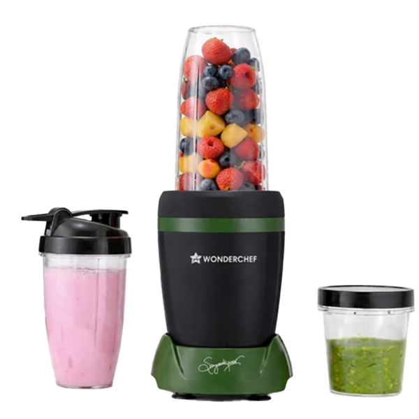 Wonderchef Nutri-Blend Turbo 750W Mixer Grinder Blender Smoothie Maker, 22000 RPM, 3 Jars, Stainless-Steel Blades, Sipper Jar & Lid (WCNBTURBO750W3JAR)