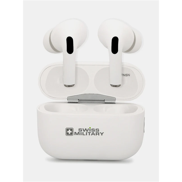 Swiss Military Pods Pro Max Wireless Earbud (White, In the Ear, SMEBPODSPROMAX)