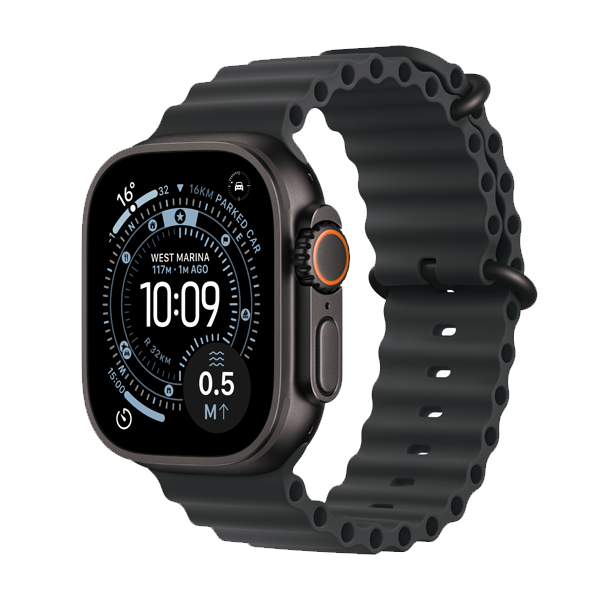 Apple Watch Ultra 3 GPS + Cellular 49 mm Black Titanium Case with Black/Charcoal Trail Loop - M/L (IWU3CEL49BLKTIMF1H4)