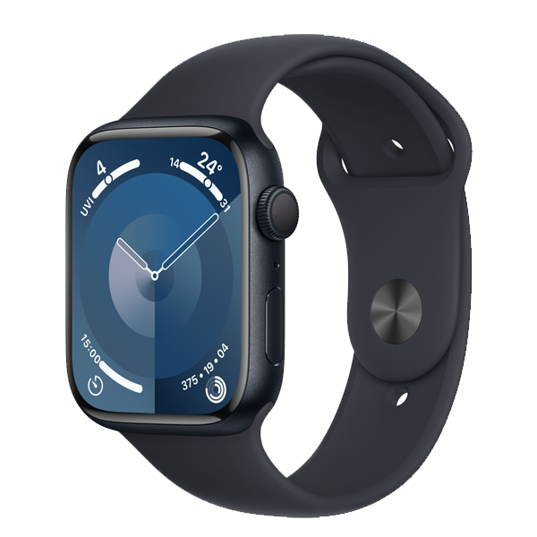 Apple Watch Series 9 (45mm, GPS) Midnight Aluminium Case with Midnight Sport Band - S/M Strap Size (IWS9GPS45MMMIALMR993)