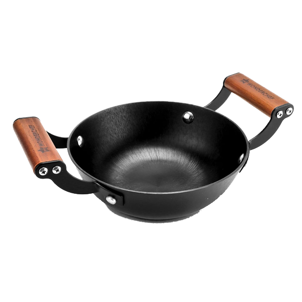 Wonderchef Pre-Seasoned Ferro Light 24cm Kadhai 2.3L Acacia Wooden Handles (WCIKHFERROCAST24CM)