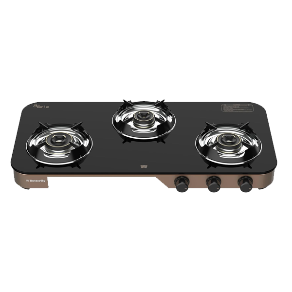 Butterfly Aeroline 3 Burner Glass Manual Gas Stove (3BAEROLINEGCT)