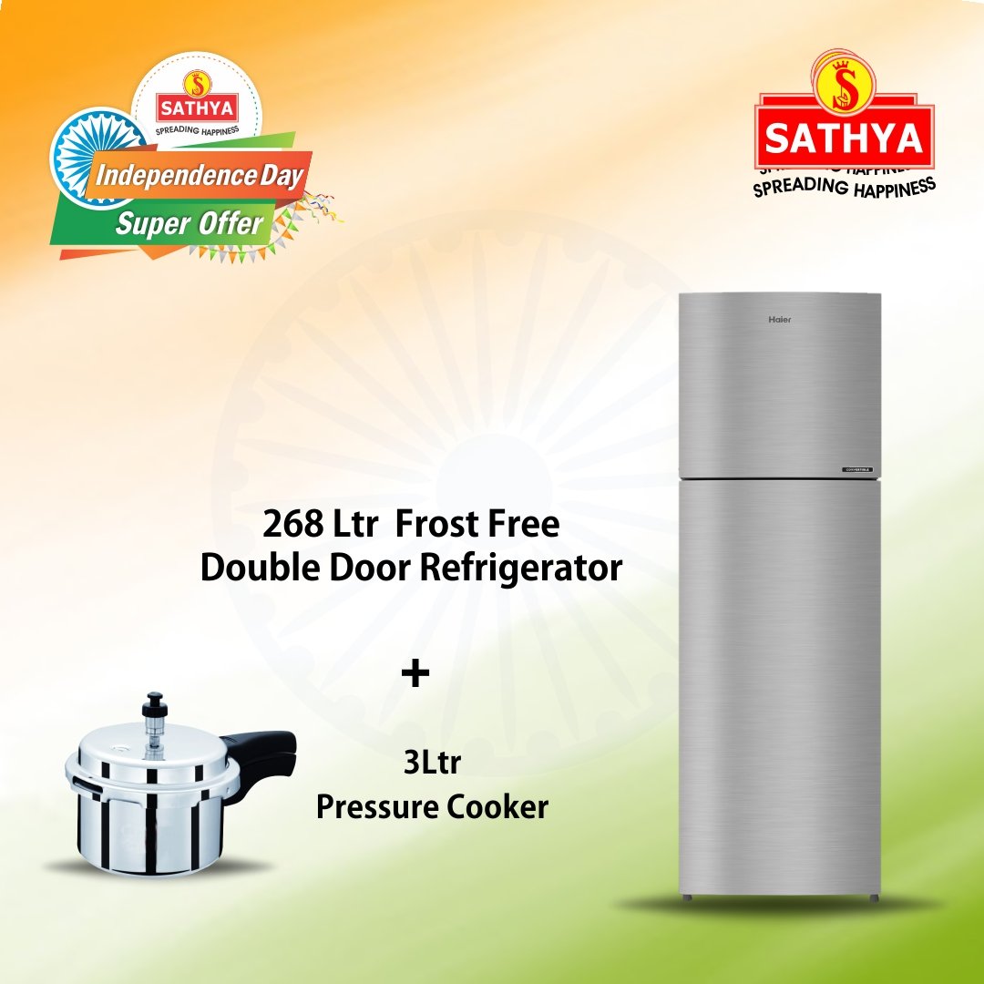 268 Ltr  Frost Free Double Door Refrigerator  + 3L Cooker