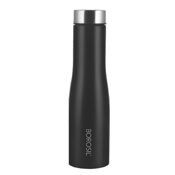 Borosil 1L Hydra Swan Stainless Steel Water Bottle (Black, BRSWBSWAN1L)