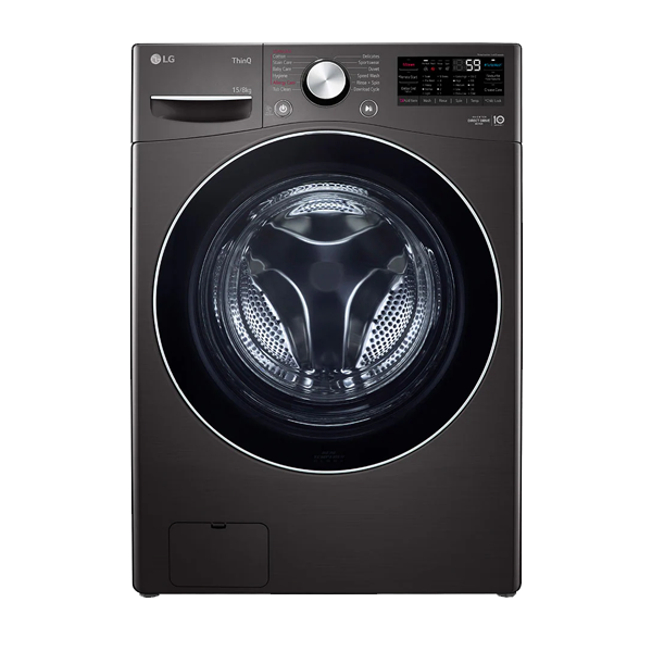 LG 15/8 Kg Fully Automatic Front Load Washer-Dryer with TurboWash, Steam and ThinQ (FHD1508STB, Black VCM)