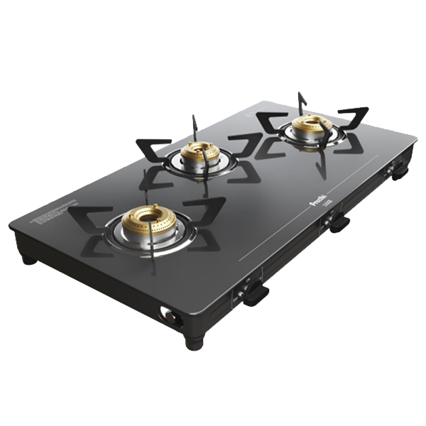Preethi Luxe 3 Burner Glass Top Gas Stove (Black, LUXE3B)