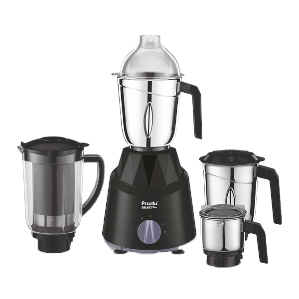 Preethi Galaxy Plus MG 250 - Super Extractor Juicer Jar, Vega W5 Motor, 750 Juicer Mixer Grinder 4 Jars, Black (GALAXYPLUS750W)